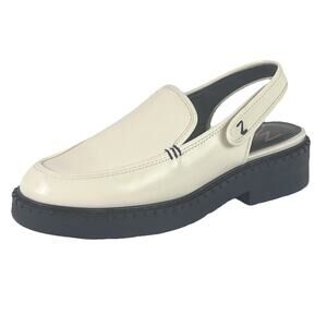 Zodiac Odette Shoe Loafer Womens Size 7.5 M Cream Slingback Chunky 1.75" Heel